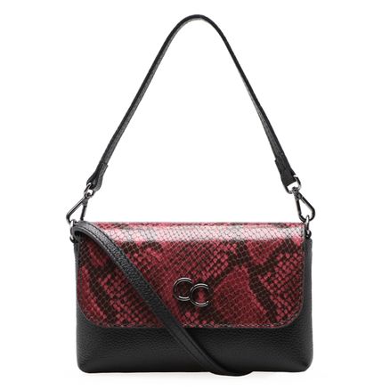 Bolsa Transversal Feminina Couro - New Python Malbec Floater Preto