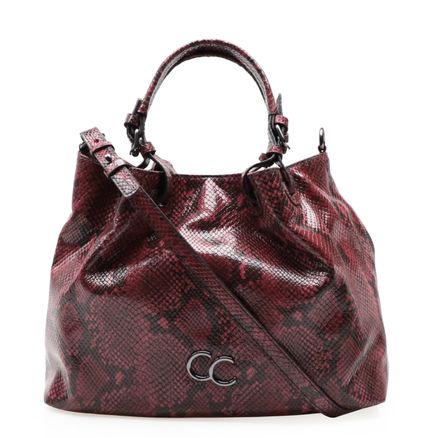 Bolsa De Ombro Feminina Couro - New Python Malbec