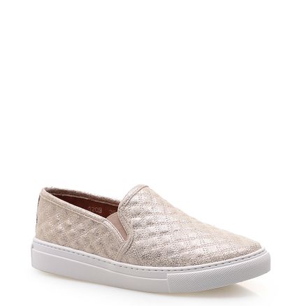 Slip On Feminino Matelassê - Camurça Soft Ouro