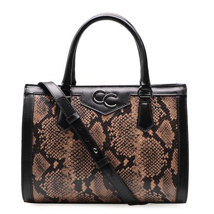 Bolsa Tote New Python Couro - Avelã Fly Preto