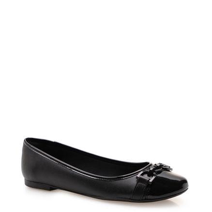 Sapatilha Bicolor Chain Verniz Soft - Preto