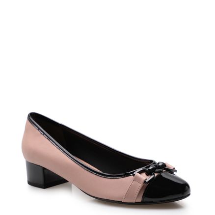 Scarpin Bicolor Chain Verniz Soft - Nude