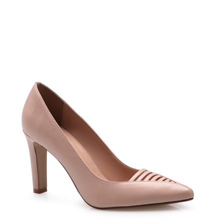 Scarpin Strappy Couro Atanado - Nude