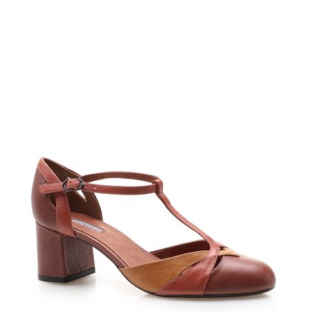Scarpin t Bar Couro - Marrakesh Conhaque Bric Dijon