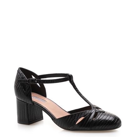 Scarpin t Bar Couro - New Lezar Preto