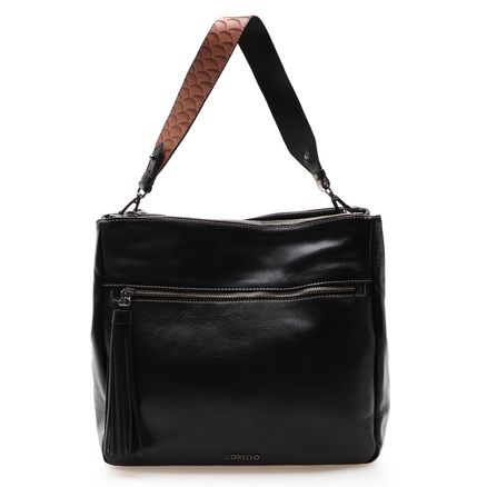 Hobo Couro - Village Preto Caramelo