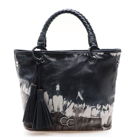 Bolsa Sacola Feminina Couro - Tie Dye Marinho Eco Napa Marinho