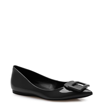 Sapatilha Fivela Encapada Verniz Soft - Preto