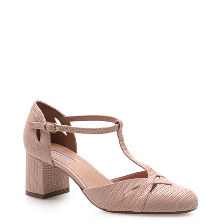 Scarpin t Bar Couro - New Lezar Nude