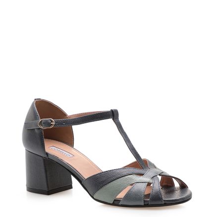 Sandália Feminina t Strap Colors Couro Marrakesh Sela - Marinho Denim Pistache