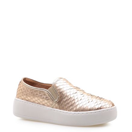 Slip On - Couro Python Escamado Ouro