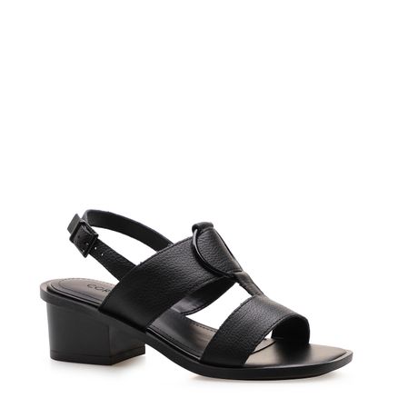 Sandália Feminina Ferragem Circle - Couro Floater Preto