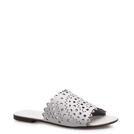Rasteirinha Flat Lasercut Couro Atanado - Branco