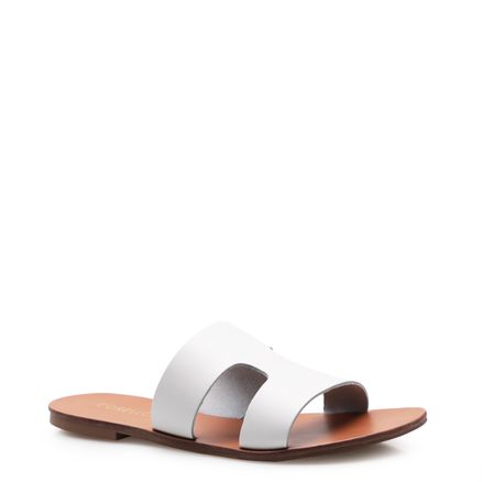 Rasteirinha Flat New Geometric Couro Atanado - Branco