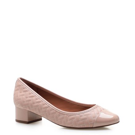 Scarpin Matelassê Napa Soft Off White Verniz - Nude