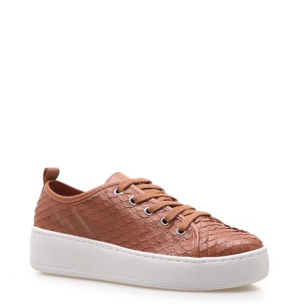 Tênis Feminino Python - Couro Python Escamado Camel