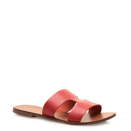 Rasteirinha Flat New Geometric Couro Atanado - Orange