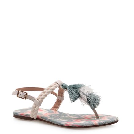 Rasteirinha Tassel - Soft Off White / Tecido Candy Colors