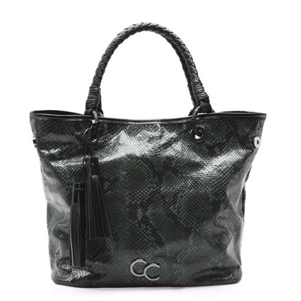 Bolsa Sacola Feminina New Python Couro - Forest Preto