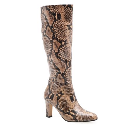Bota Feminina Long Boot Couro - New Python Avelã