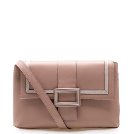 Bolsa Transversal Feminina Square Buckle Couro - Fly Nude