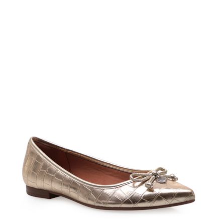 Sapatilha Laço - Croco Soft Dourado