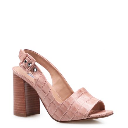 Sandália Feminina Slingback - Couro Croco Degradê Rosa
