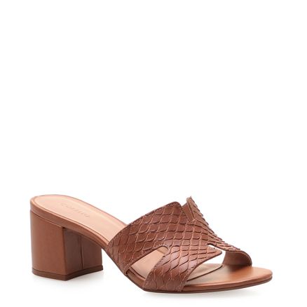Mule Cutted - Couro Python Marrom