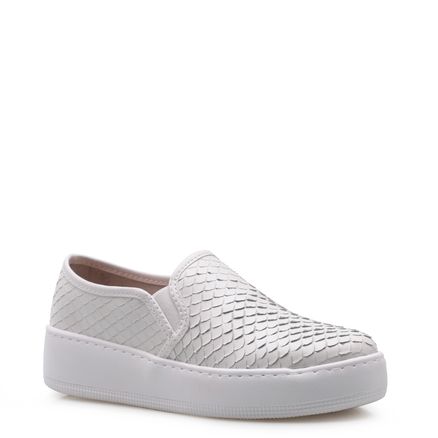 Slip On - Couro Python Escamado Branco