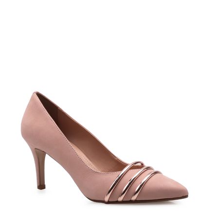 Scarpin Strappy - Couro Nobuck Rosa