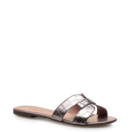 Rasteirinha Geometric - Croco Prata Velho
