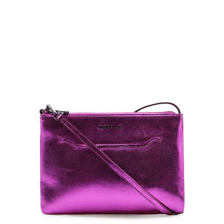 Bolsa Transversal Feminina Cristal - Couro Metálico Rosa