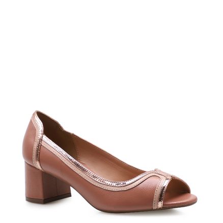 Peep Toe - Couro Fly Rosa