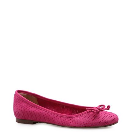 Sapatilha Laço - Couro Nobuck Rosa