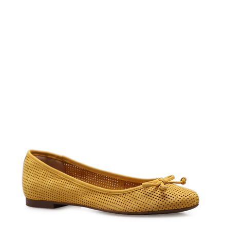 Sapatilha Laço - Couro Nobuck Amarelo