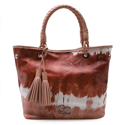 Bolsa Sacola Feminina Couro - Tie Dye Rosa