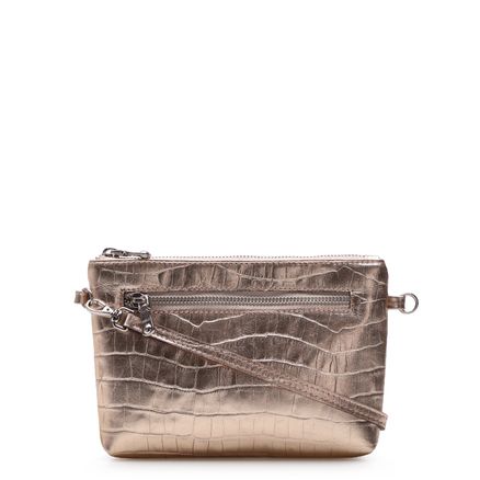 Bolsa Transversal - Croco Metal Ouro