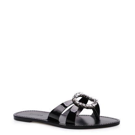 Rasteirinha Cristal Circle - Verniz Preto