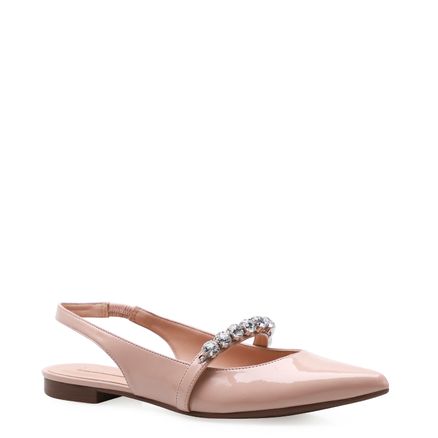 Sapatilha Slingback Strass - Verniz Rosa