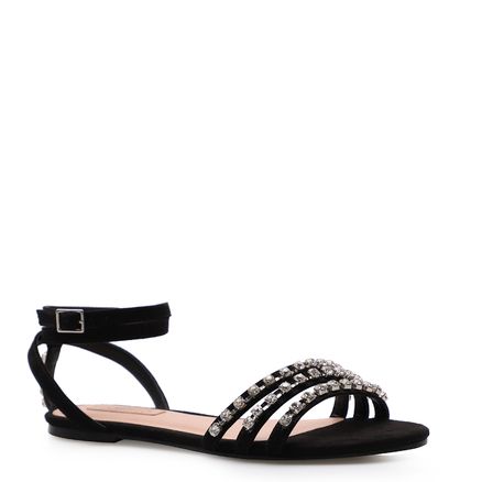 Rasteirinha Strass - Camurça Preto