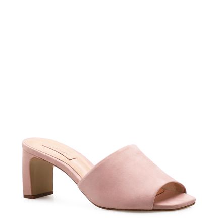 Mule Salto Reto - Couro Nobuck Rosa