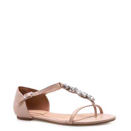 Rasteirinha Salome Cristal - Couro Rosa