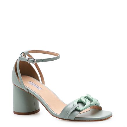 Sandália Feminina Blocked Chain - Couro Fly Verde