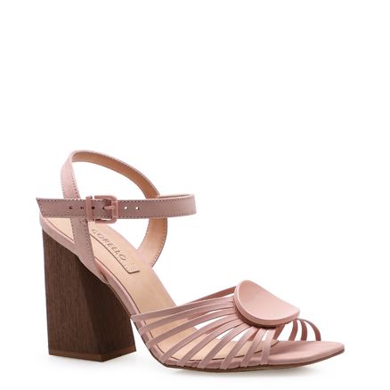 Sandália Feminina Icon Wood - Couro Nobuck Rosa