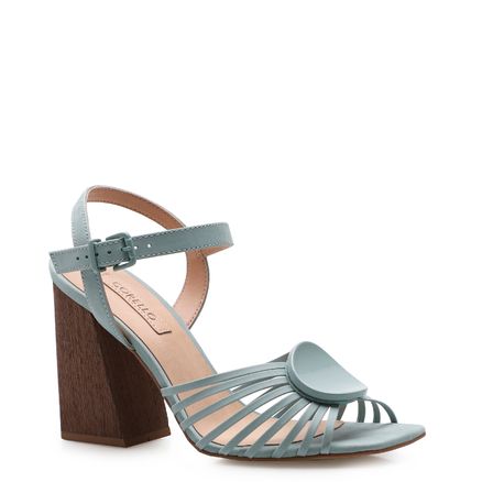 Sandália Feminina Icon Wood - Couro Nobuck Verde