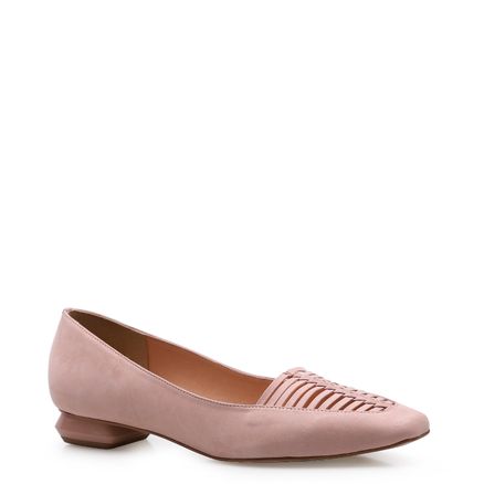 Sapatilha Macramê - Couro Nobuck Rosa