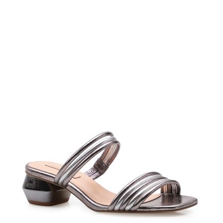 Mule Metalic - Couro Cristal Prata Velho