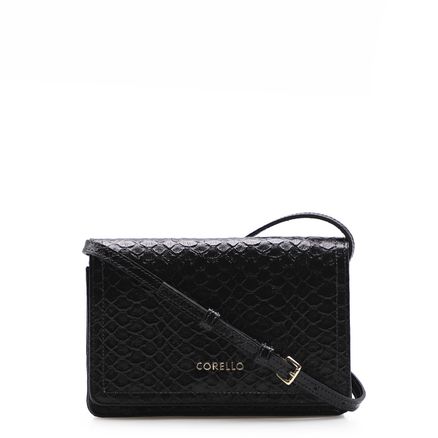 Bolsa Transversal Nina Couro - Maxi Python Preto