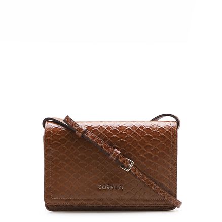Bolsa Transversal Nina Couro - Maxi Python Marrom