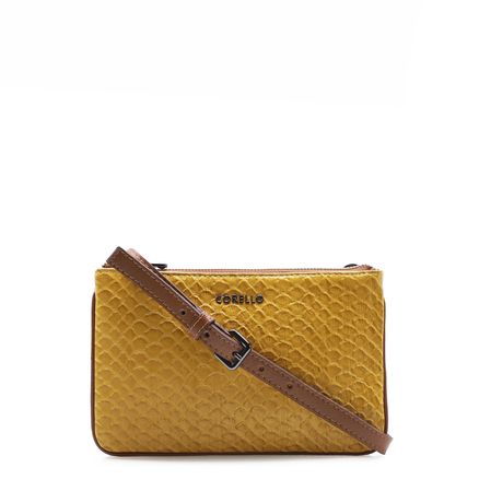 Bolsa Transversal Maxi Python Couro - Couro Sela Amarelo